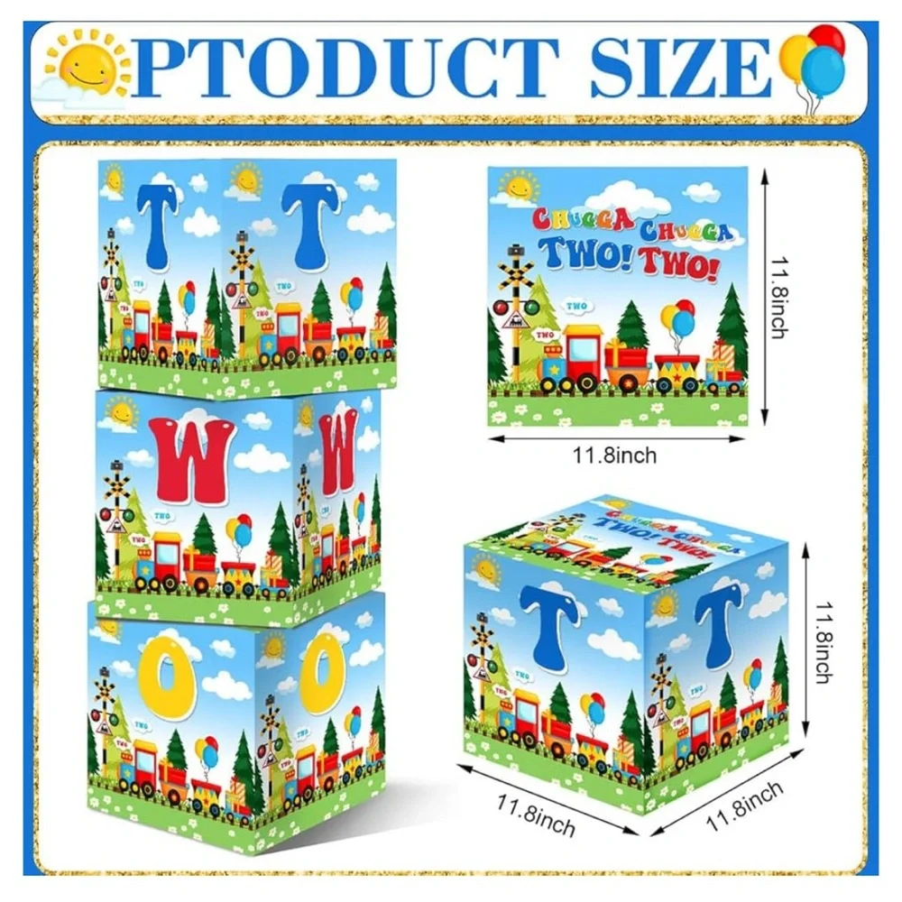 Chugga Chugga Two Two Balloon Boxes Train, 3 pc.,2nd Birthday Party Supplies